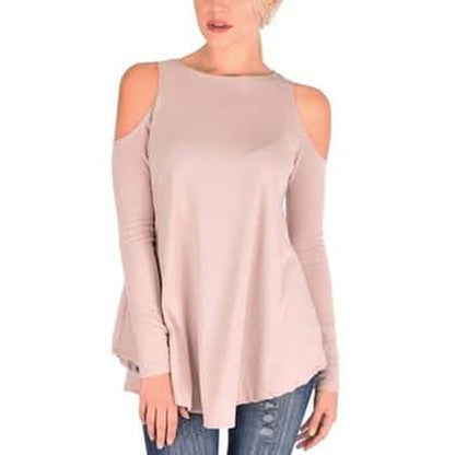 Women's Ribbed Cold-Shoulder Long-Sleeve Top - Assorted Sizes DailySale