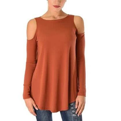 Women's Ribbed Cold-Shoulder Long-Sleeve Top - Assorted Sizes DailySale