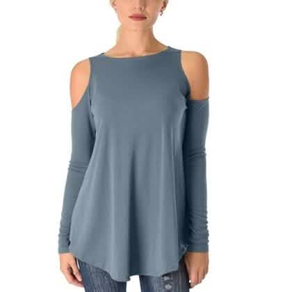 Women's Ribbed Cold-Shoulder Long-Sleeve Top - Assorted Sizes DailySale