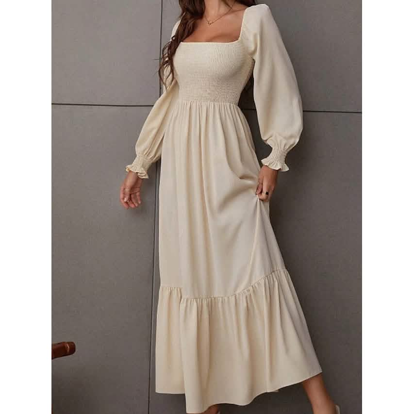 Women's Ruffle Autumn Winter Swing Midi Dress DailySale