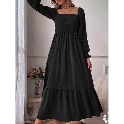 Women's Ruffle Autumn Winter Swing Midi Dress DailySale