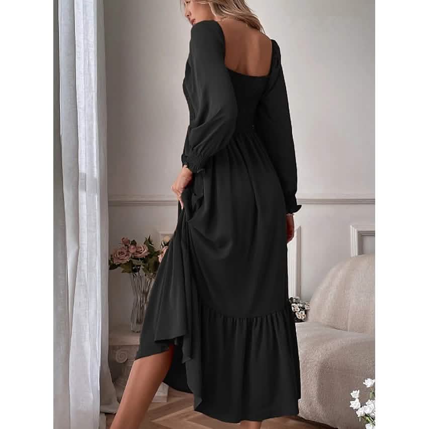 Women's Ruffle Autumn Winter Swing Midi Dress DailySale
