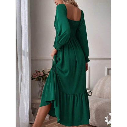Women's Ruffle Autumn Winter Swing Midi Dress DailySale