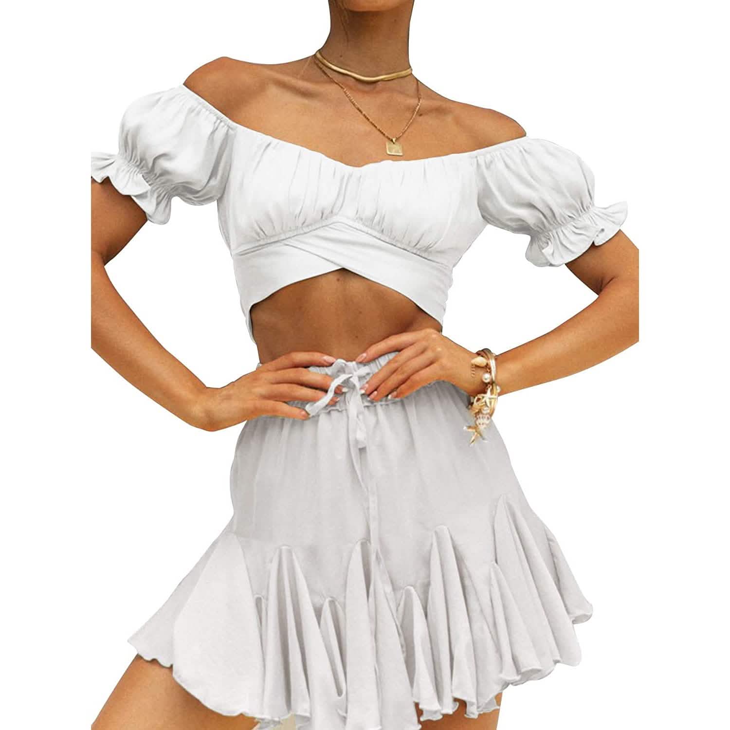 Women's Ruffle Short Sleeve Tie Shirt DailySale