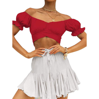 Women's Ruffle Short Sleeve Tie Shirt DailySale
