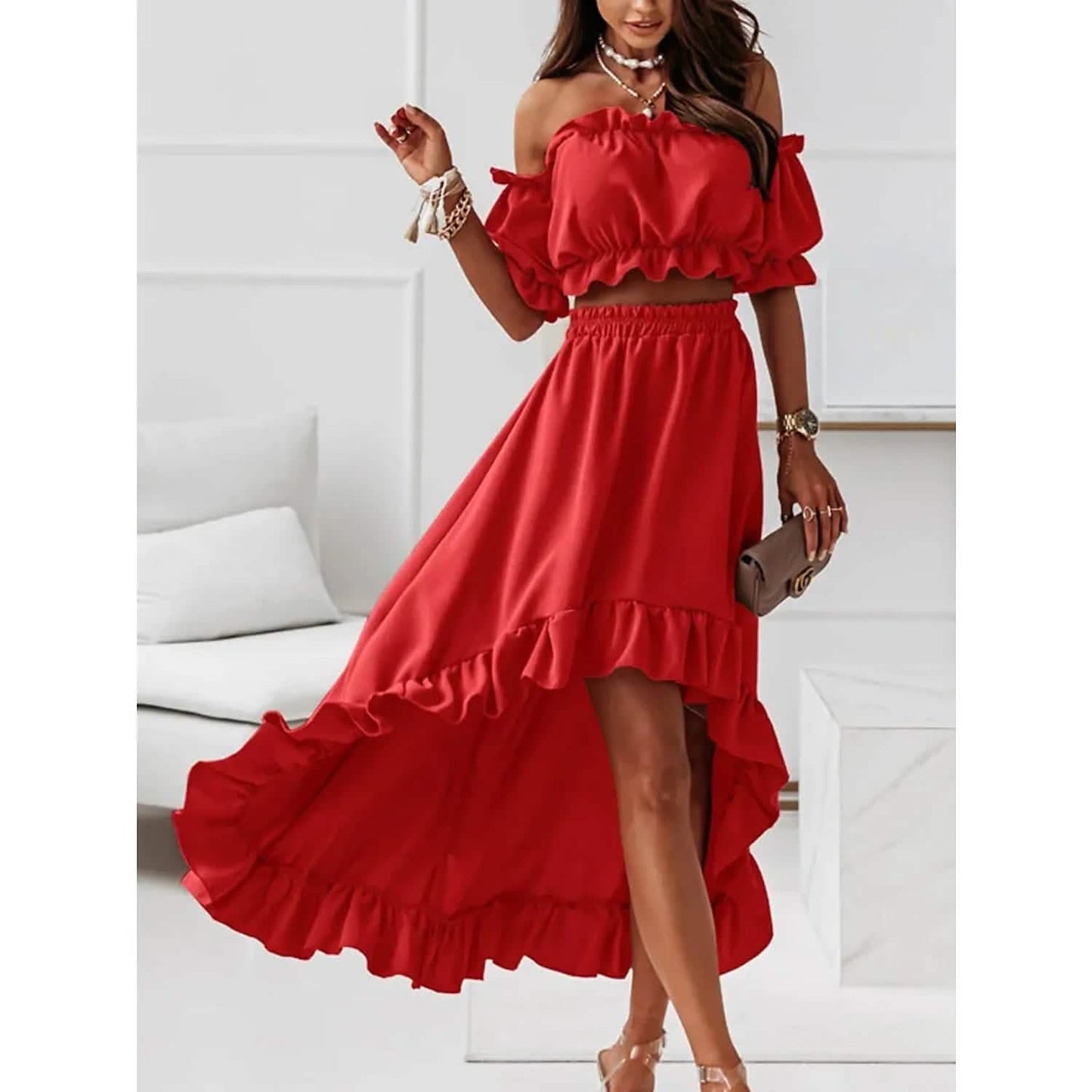 Women's Sexy Boho Solid Color Casual Dress Two Piece DailySale