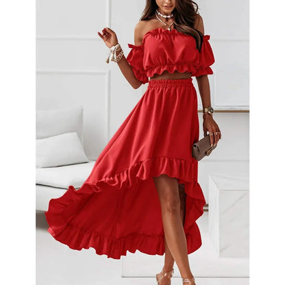 Women's Sexy Boho Solid Color Casual Dress Two Piece DailySale