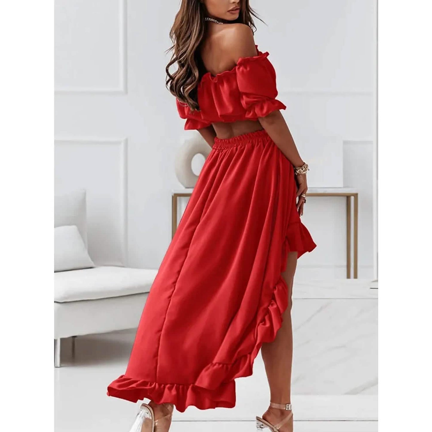 Women's Sexy Boho Solid Color Casual Dress Two Piece DailySale