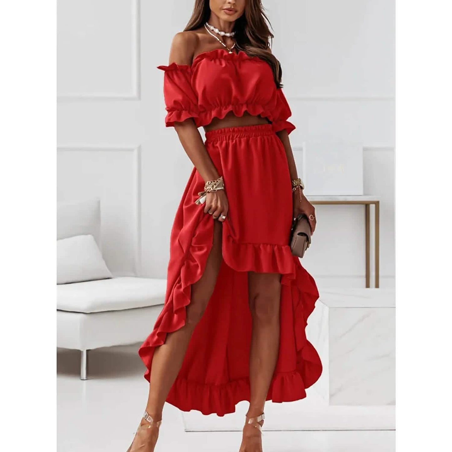 Women's Sexy Boho Solid Color Casual Dress Two Piece DailySale