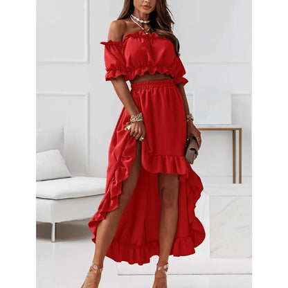 Women's Sexy Boho Solid Color Casual Dress Two Piece DailySale