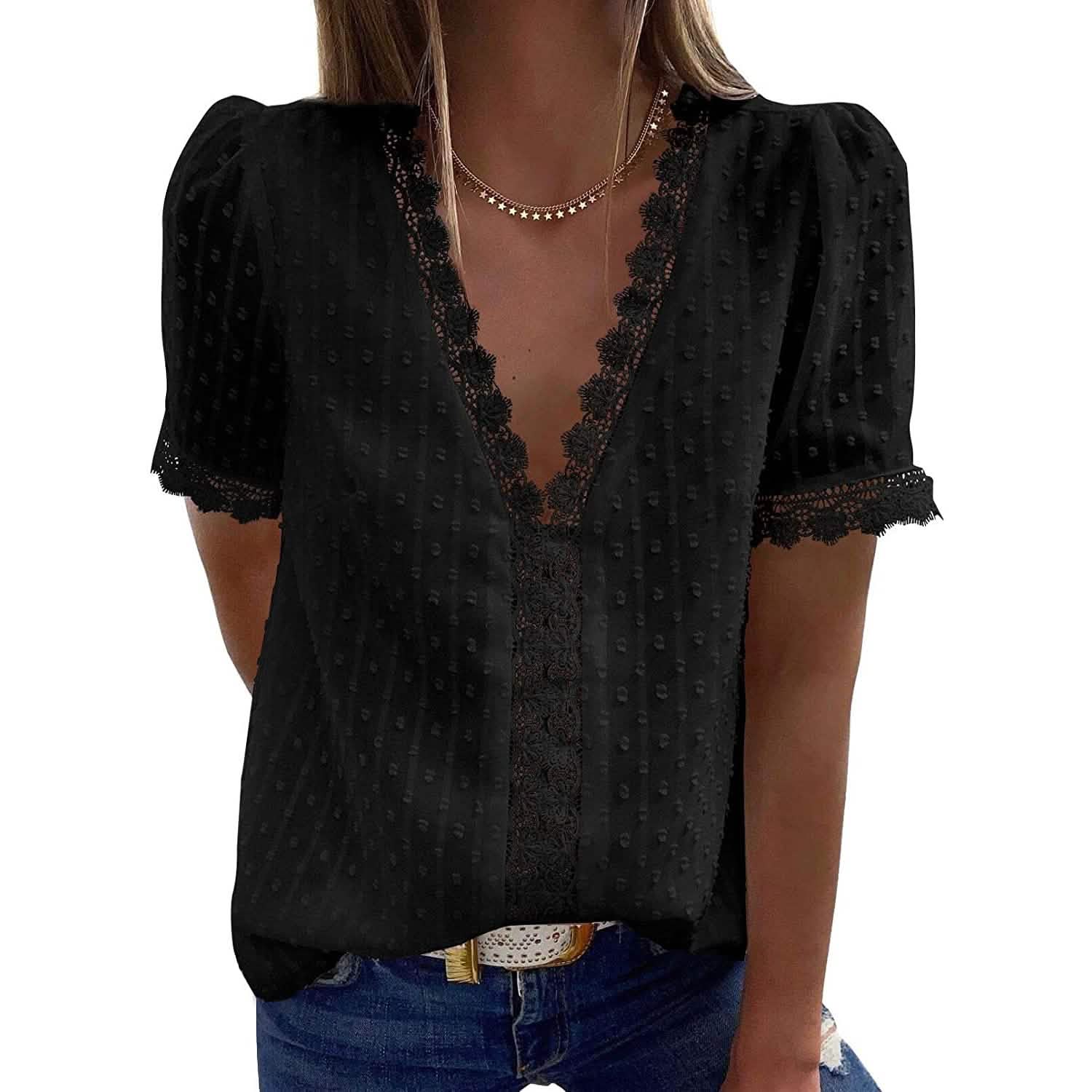 Women's Sexy Lace V-Neck Top DailySale