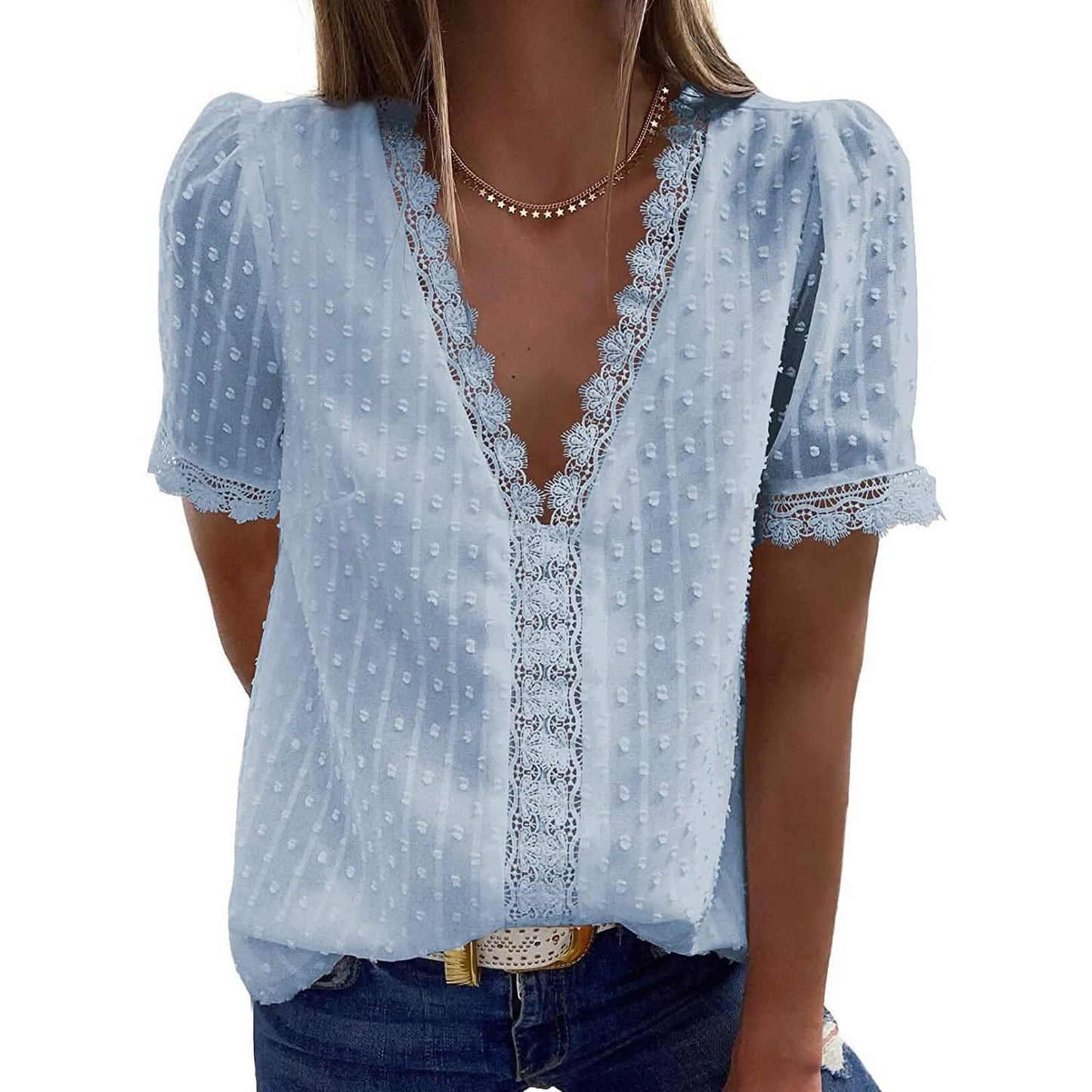 Women's Sexy Lace V-Neck Top DailySale