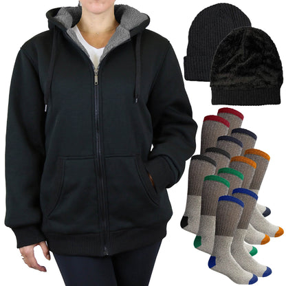 Women's Sherpa Hoodie, Hat and Thermal Socks Gift Set DailySale
