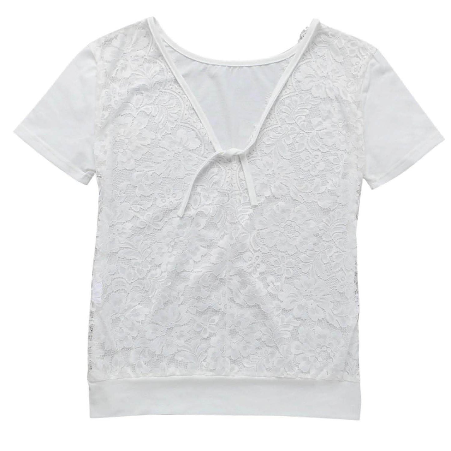 Women's Short Sleeve Back Lace Top Blouse DailySale