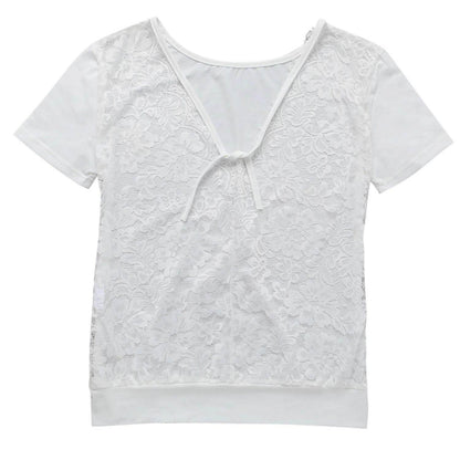 Women's Short Sleeve Back Lace Top Blouse DailySale