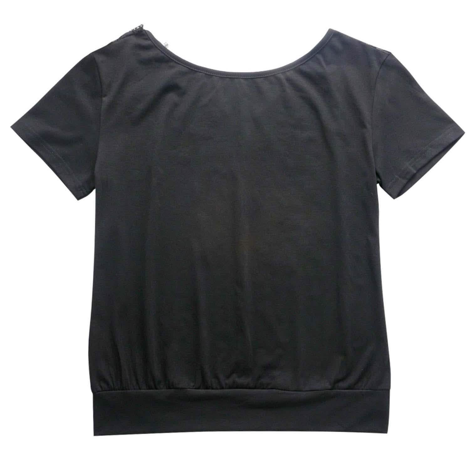 Women's Short Sleeve Back Lace Top Blouse DailySale