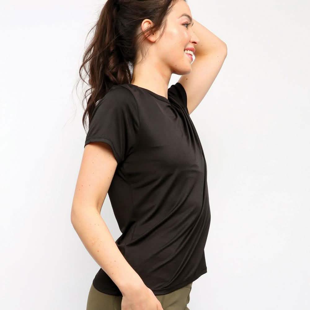 Women's Short Sleeve Criss Cross Open Back Solid T-Shirt Blouse DailySale