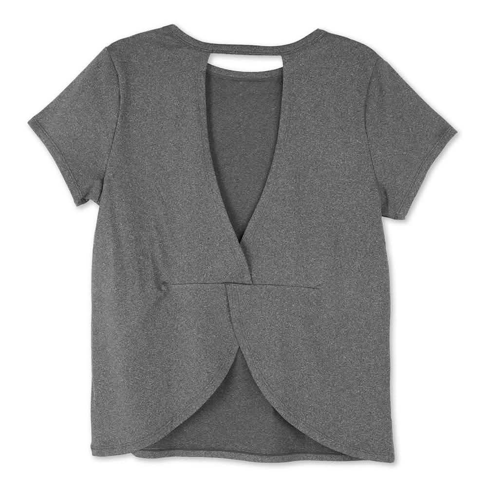 Women's Short Sleeve Criss Cross Open Back Solid T-Shirt Blouse DailySale