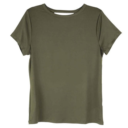 Women's Short Sleeve Criss Cross Open Back Solid T-Shirt Blouse DailySale
