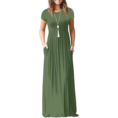 Women's Short Sleeve Loose Casual Long Dresses with Pockets DailySale