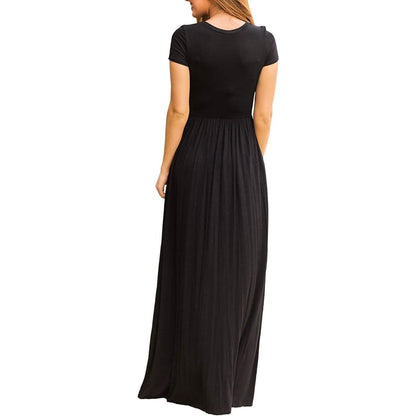 Women's Short Sleeve Loose Casual Long Dresses with Pockets DailySale