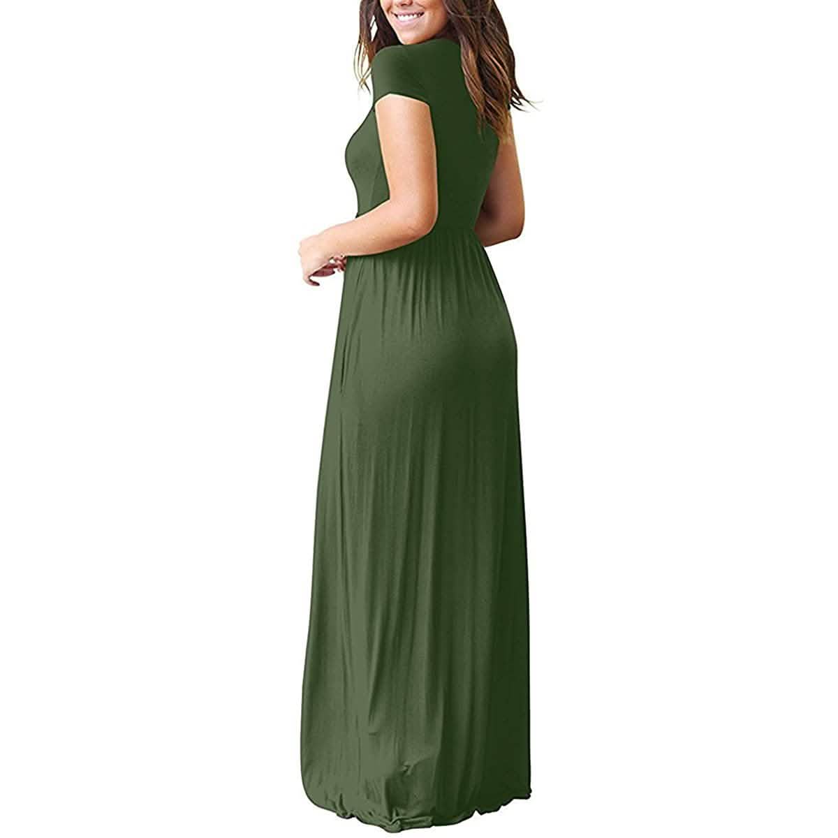 Women's Short Sleeve Loose Casual Long Dresses with Pockets DailySale