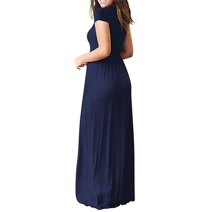 Women's Short Sleeve Loose Casual Long Dresses with Pockets DailySale
