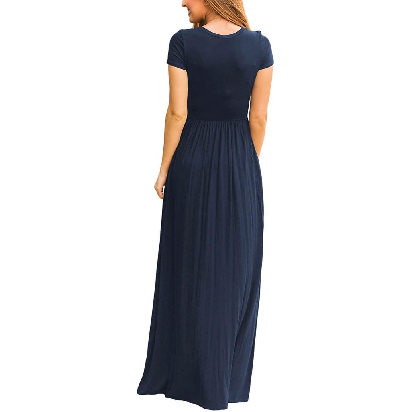 Women's Short Sleeve Loose Casual Long Dresses with Pockets DailySale