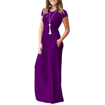Women's Short Sleeve Loose Casual Long Dresses with Pockets DailySale