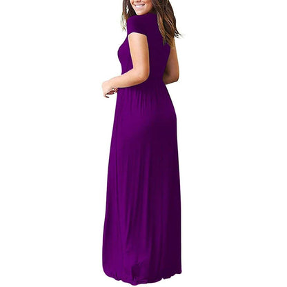 Women's Short Sleeve Loose Casual Long Dresses with Pockets DailySale