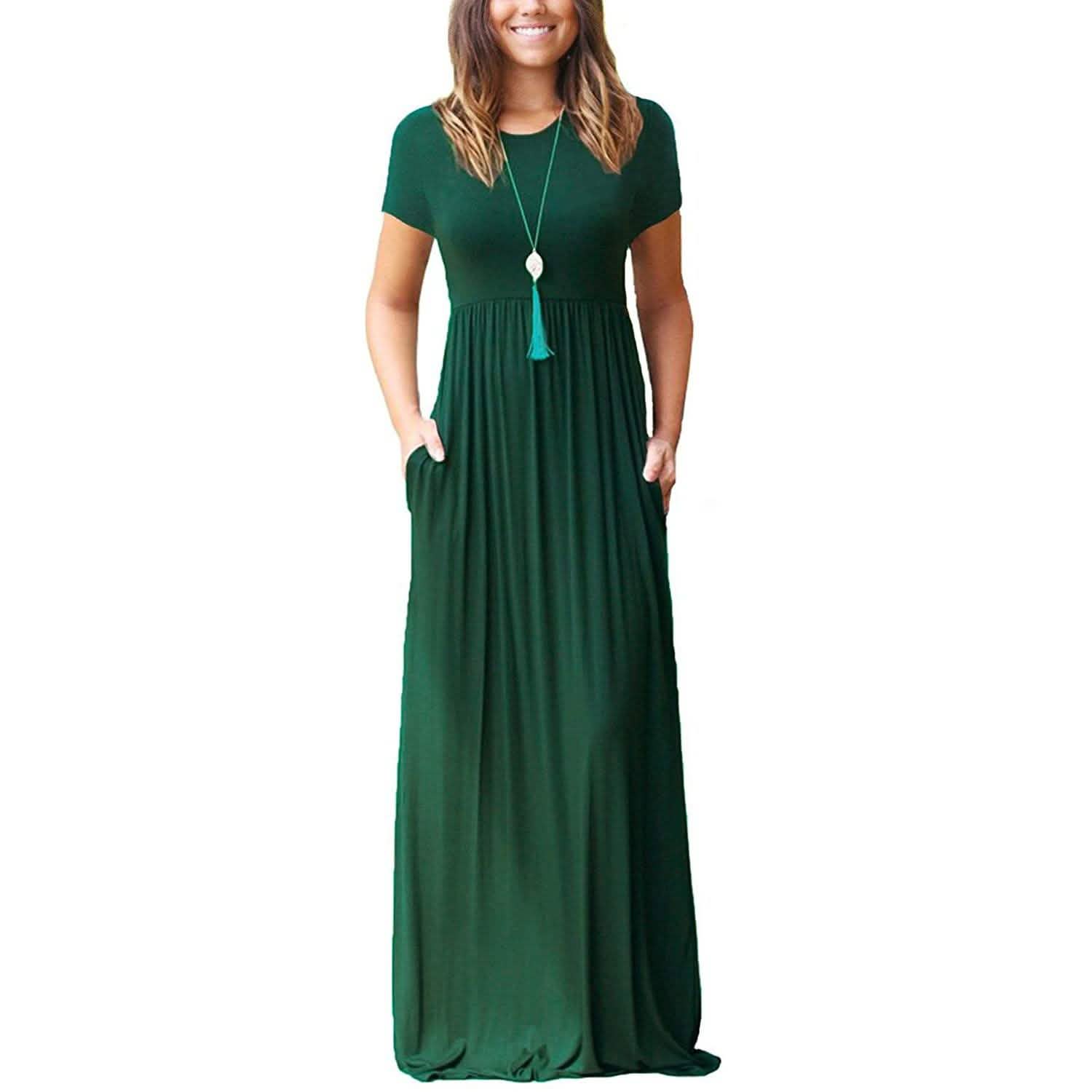 Women's Short Sleeve Loose Casual Long Dresses with Pockets DailySale