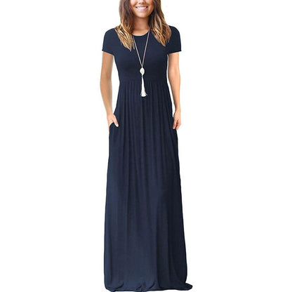 Women's Short Sleeve Loose Casual Long Dresses with Pockets DailySale