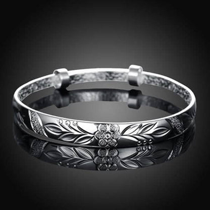 Women's Silver Plated Floral Ingrain Design Bangle DailySale