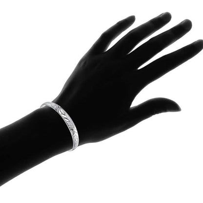 Women's Silver Plated Floral Ingrain Design Bangle DailySale