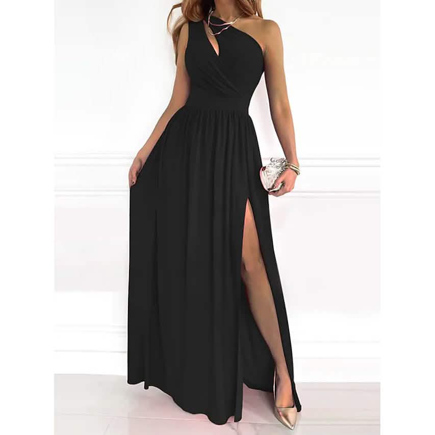 Women's Sleeveless One Shoulder Elegant Dress DailySale