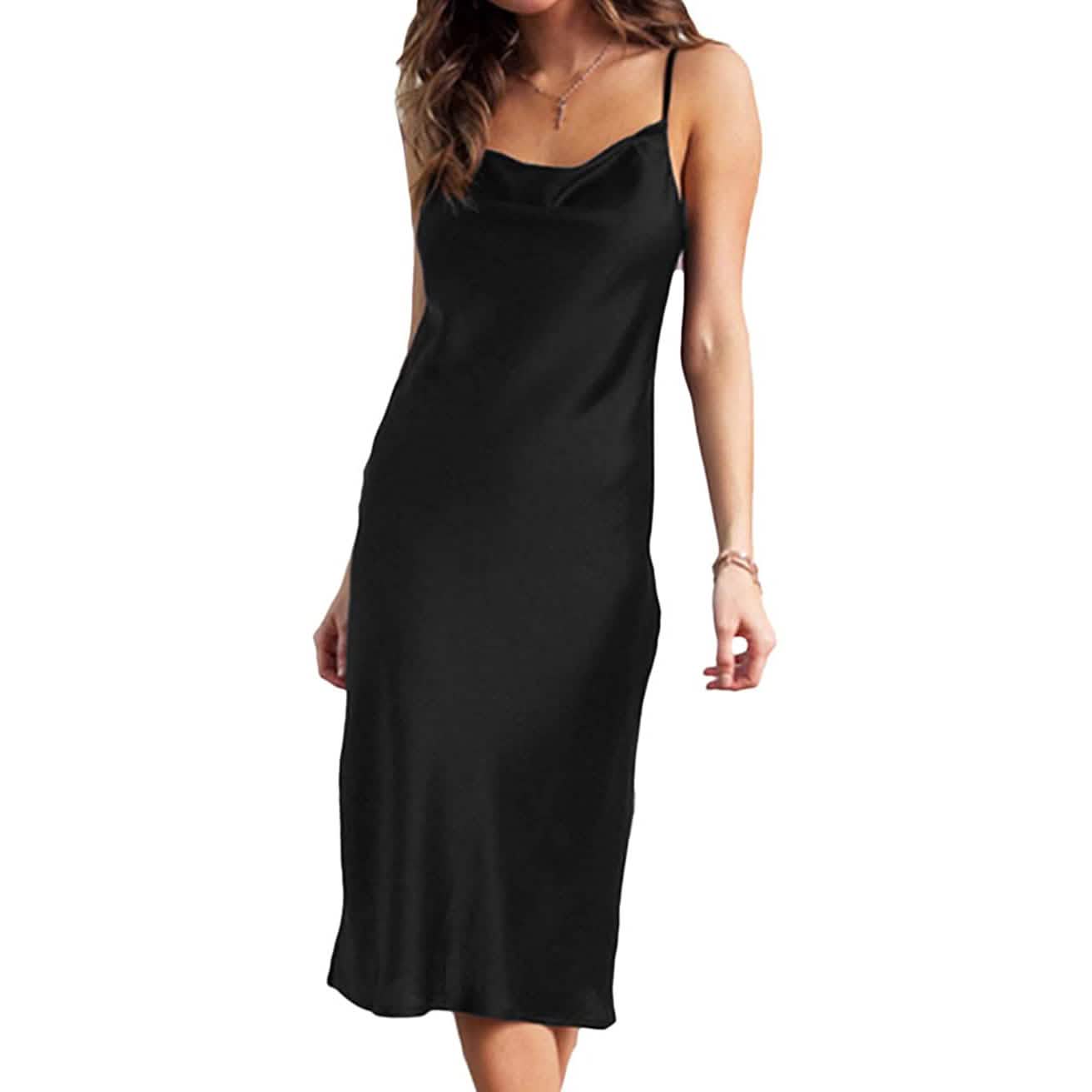 Women's Sleeveless Spaghetti Strap Satin Dress DailySale