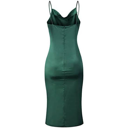 Women's Sleeveless Spaghetti Strap Satin Dress DailySale