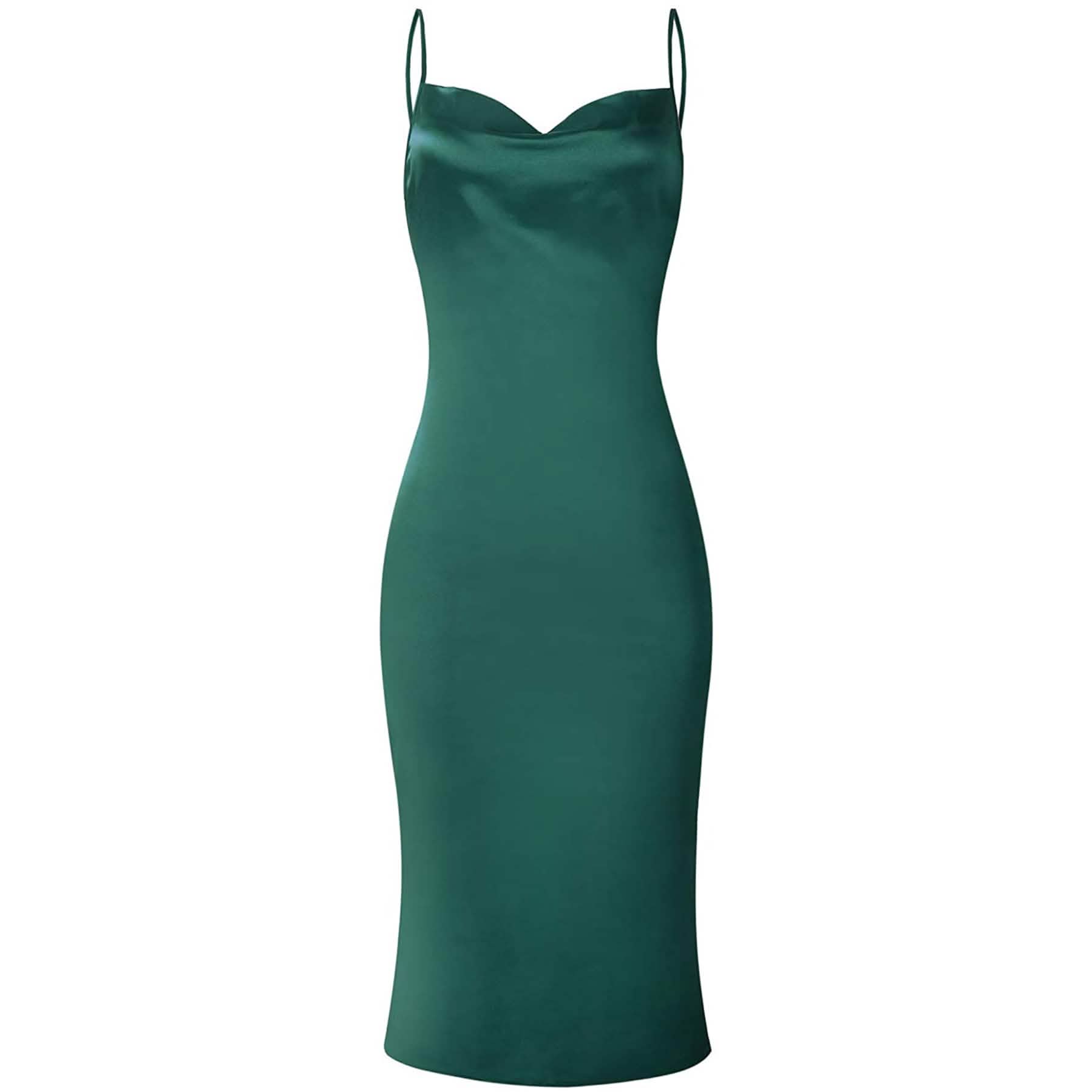 Women's Sleeveless Spaghetti Strap Satin Dress DailySale
