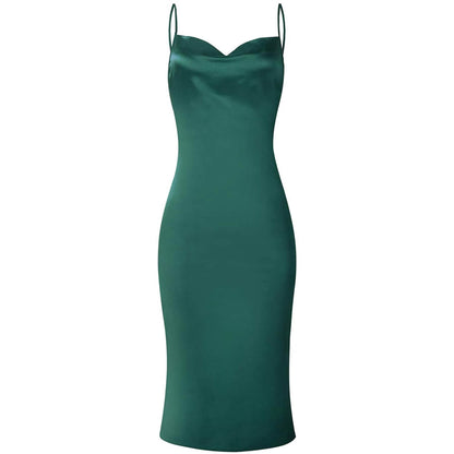 Women's Sleeveless Spaghetti Strap Satin Dress DailySale