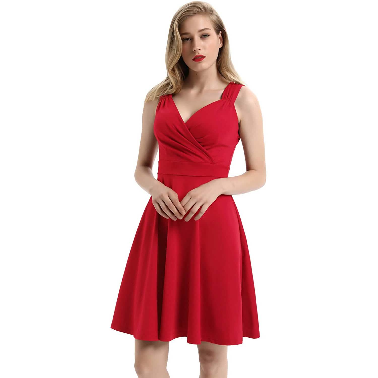 Women's Sleeveless Wrap V-Neck A-line Bridesmaid Cocktail Party Dress DailySale