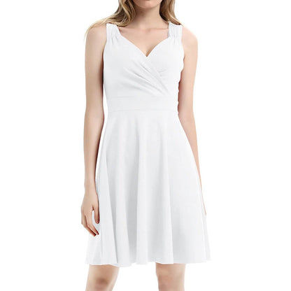 Women's Sleeveless Wrap V-Neck A-line Bridesmaid Cocktail Party Dress DailySale
