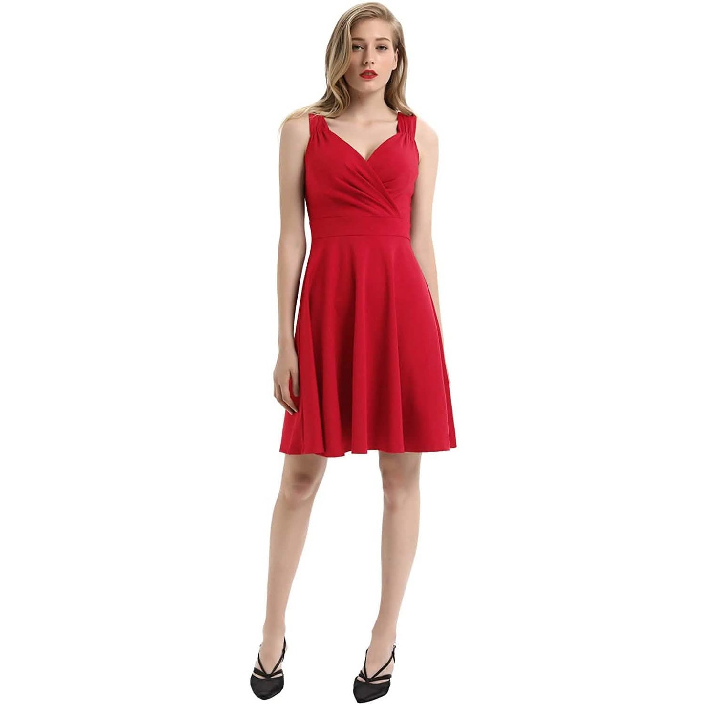 Women's Sleeveless Wrap V-Neck A-line Bridesmaid Cocktail Party Dress DailySale