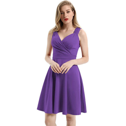 Women's Sleeveless Wrap V-Neck A-line Bridesmaid Cocktail Party Dress DailySale