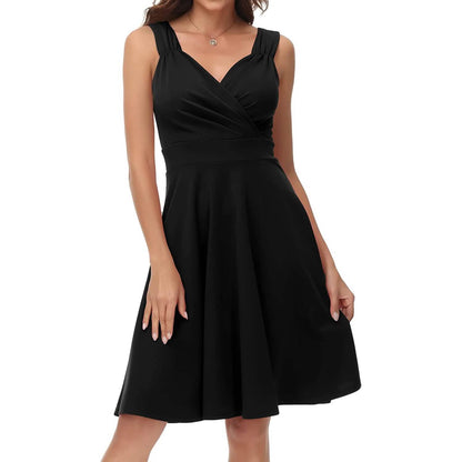 Women's Sleeveless Wrap V-Neck A-line Bridesmaid Cocktail Party Dress DailySale