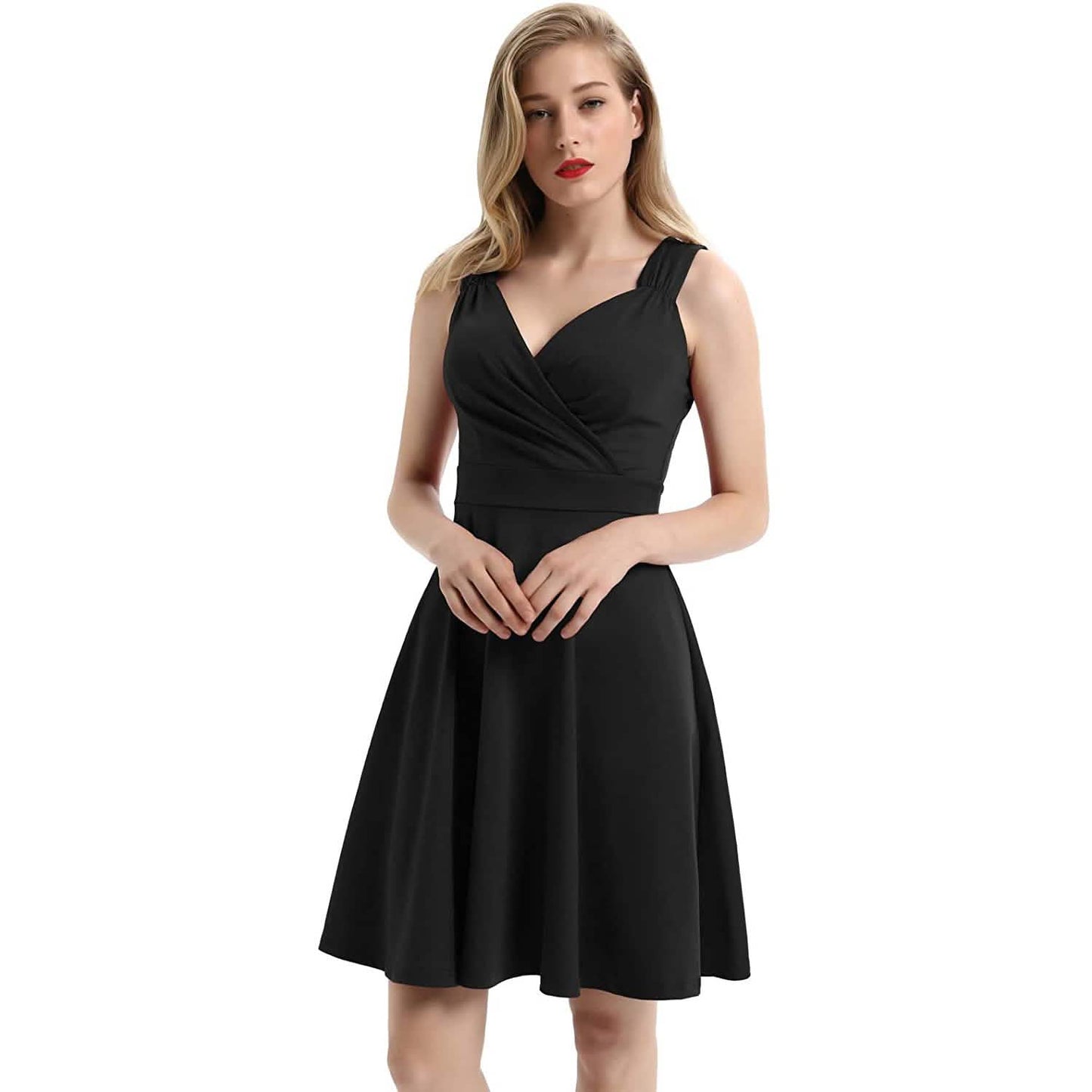 Women's Sleeveless Wrap V-Neck A-line Bridesmaid Cocktail Party Dress DailySale