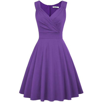 Women's Sleeveless Wrap V-Neck A-line Bridesmaid Cocktail Party Dress DailySale
