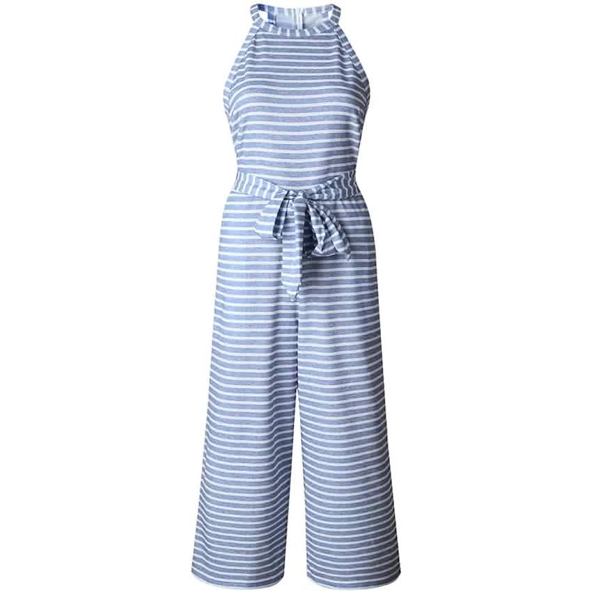 Women's Solid Color Crew Neck Casual Jumpsuit DailySale