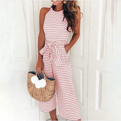 Women's Solid Color Crew Neck Casual Jumpsuit DailySale