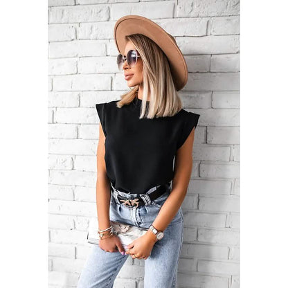 Women's Solid Color Patchwork Stand Collar Top DailySale