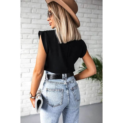 Women's Solid Color Patchwork Stand Collar Top DailySale